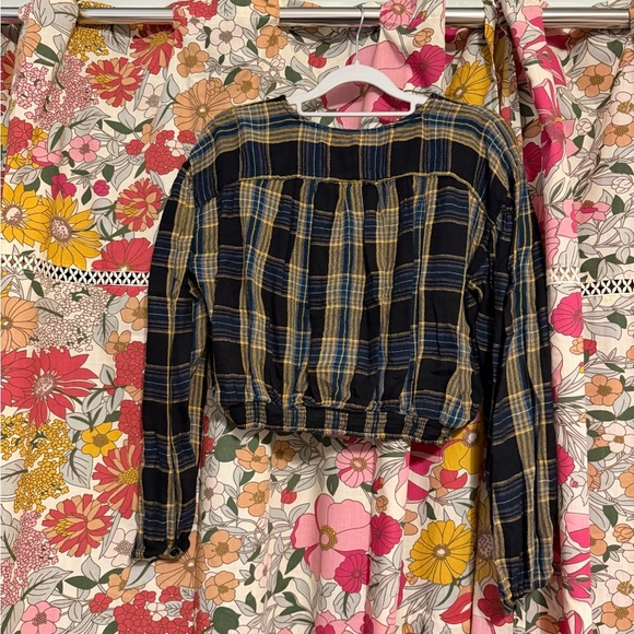 Free People It is a Good Life Plaid Top XS - Picture 3 of 4